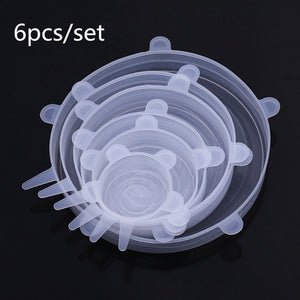 Open image in slideshow, 6 Pcs Kitchen Gadgets Kitchen Accessories Reusable Silicon Stretch Lids Universal Lid Silicone Food Wrap Bowl Lid Kitchen Tools
